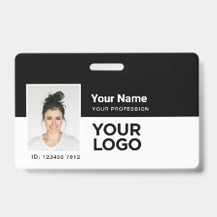 Badge Barre photo de l'employé noir ou nom du logo du c