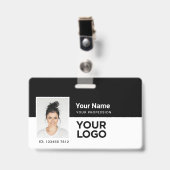 Badge Barre photo de l'employé noir ou nom du logo du co (Avant avec clip)