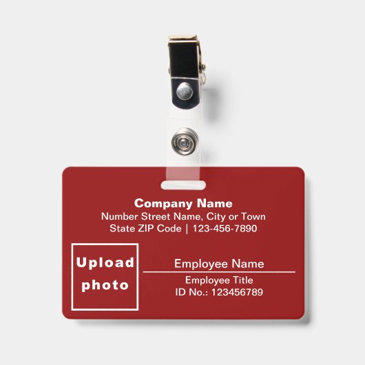 Badge Basé sur le texte avec photo de l'employé Rectangl (Avant avec clip)