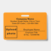 Badge Basé sur le texte avec photo de l'employé Rectangl (Avant)