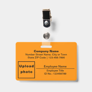 Badge Basé sur le texte avec photo de l'employé Rectangl