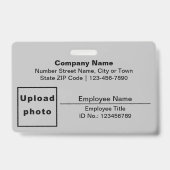 Badge Basé sur le texte avec photo de l'employé Rectangl (Avant)