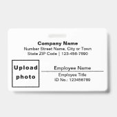 Badge Basé sur le texte avec photo d'employé Rectangle B (Avant)