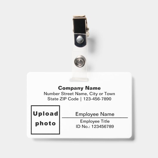 Badge Basé sur le texte avec photo d'employé Rectangle B (Avant avec clip)