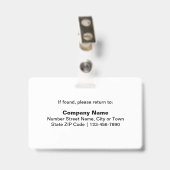Badge Basé sur le texte avec photo d'employé Rectangle B (Arrière avec clip)