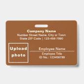 Badge Basé sur le texte avec photo d'employé Rectangle M (Avant)