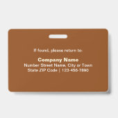 Badge Basé sur le texte avec photo d'employé Rectangle M (Arrière)