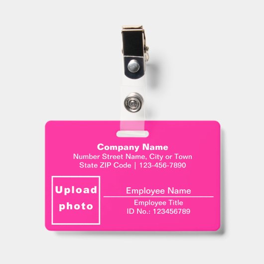 Badge Basé sur le texte avec photo d'employé Rectangle R (Avant avec clip)