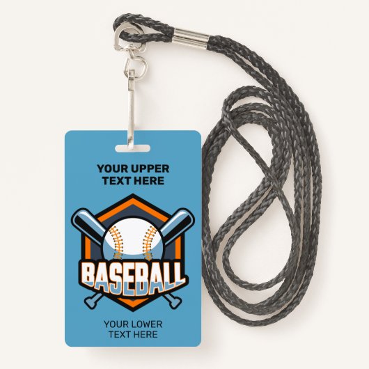 Badge Baseball de texte et de couleur personnalisés (Devant avec lanière)