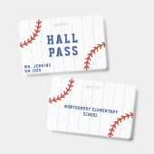 Badge Baseball Softball Sport Pinstripe School Hall Pass (Avant & arrière)