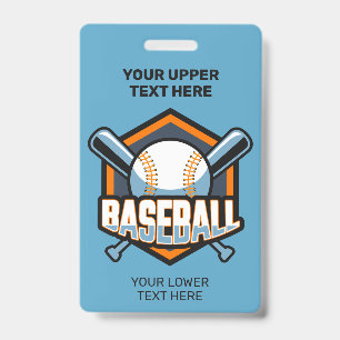 Badge Baseball Texte personnalisé & Couleur