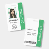 Badge Basic Company Logo Photo Green Employee ID (Avant & arrière)