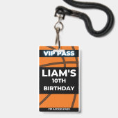 Badge Basketball Anniversaire de la fête VIP Pass (Face avec cordon)