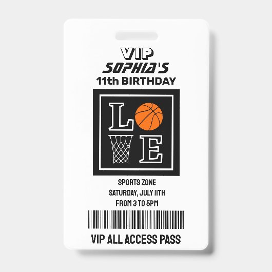 Badge Basketball Hoops, Basketball Player Birthday (Front)