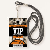 Badge Basketball VIP Anniversaire Fête Passe Invité (Derrière avec lanière)