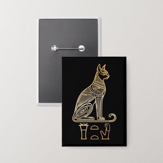 Badge Bastet, déesse égyptienne des chats. Nom dans les (Recto/Verso)