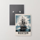 Badge Bateau de grande hauteur du port de Boston Retro V (Recto/Verso)