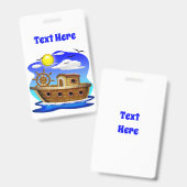 Badge Bateau de pêche dessin animé  (Avant & arrière)
