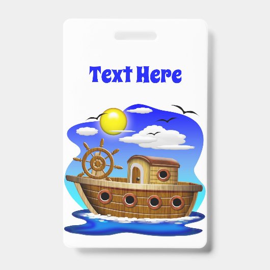 Badge Bateau de pêche dessin animé  (Avant)