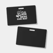 Badge BBQ Fumer Pitmaster Cadeau Boire Bière Fumer Viand (Avant & arrière)