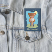 Badge Bear Eating Ice Cream Rectangular Pin Button (Insitu)