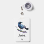 Badge Beau Corbeau sur une branche d'arbre (Avant avec rétractable)