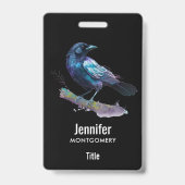 Badge Beau Corbeau sur une branche d'arbre (Arrière)