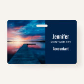 Badge Beau coucher de soleil sur un lac de Calme (Devant)