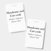 Badge Beau et peut cuisiner ajouter nom maître chef date (Avant & arrière)