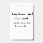 Badge Beau et peut cuisiner ajouter nom maître chef date (Arrière)