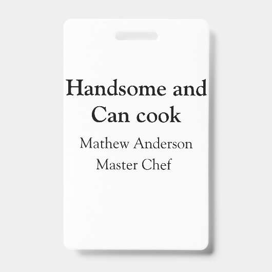 Badge Beau et peut cuisiner ajouter nom maître chef date (Avant)