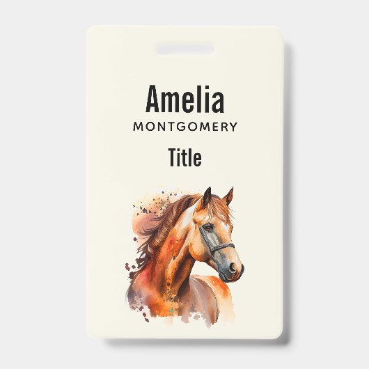 Badge Beau portrait de cheval alezan (Avant)
