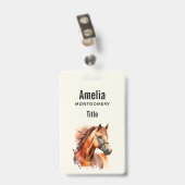 Badge Beau portrait de cheval alezan (Arrière avec clip)