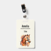 Badge Beau portrait de cheval alezan (Avant avec clip)