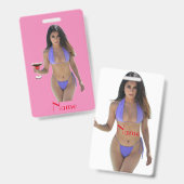 Badge Beauté Bikini aux cheveux noirs Thunder_Cove  (Avant & arrière)
