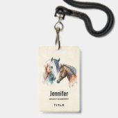 Badge Beaux Chevaux Style Boho Occidental (Dos avec cordon)