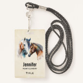 Badge Beaux Chevaux Style Boho Occidental (Derrière avec lanière)