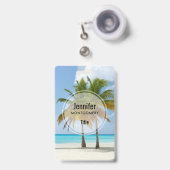 Badge Beaux Palmiers sur une Plage Tropicale (Avant avec rétractable)