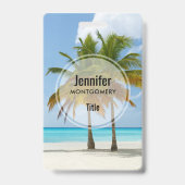 Badge Beaux Palmiers sur une Plage Tropicale (Arrière)