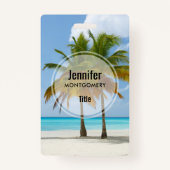 Badge Beaux palmiers sur une plage tropicale (Dos)