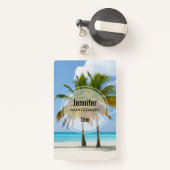 Badge Beaux palmiers sur une plage tropicale (Back with Retractable)