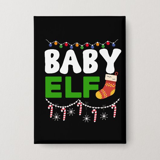Badge Bébé Elfe Noël Design de vacances-84608 (Recto)