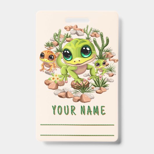 Badge Bébé Geckos jote personnages de dessin (Avant)