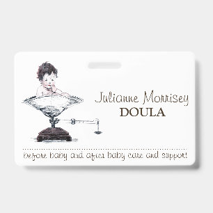 Badge Bébé mignon Sur L'Échelle De Poids Doula