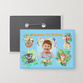 Badge Bébé tropical Animaux Bouton Anniversaire de enfan (Recto/Verso)