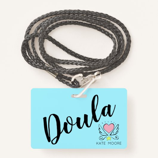 Badge Bébé Whimsical Doula Birth Coeur d'entraîneur de n (Devant avec lanière)