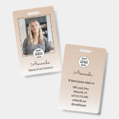 Badge Beige Blush Minimal Elegant Photo Lashes (Avant & arrière)