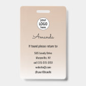 Badge Beige Blush Minimal Elegant Photo Lashes (Arrière)