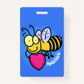 Badge Belle abeille drôle avec dessin animé du coeur (Dos)