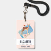 Badge Belle Doe Brown avec points blancs (Face avec cordon)